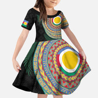 Shefa Tribal Tattoo with Namele Leaves Kid Short Sleeve Dress LT03 KID Black - Polynesian Pride
