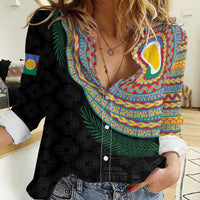 Shefa Tribal Tattoo with Namele Leaves Women Casual Shirt