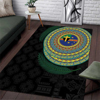 Tafea Tribal Tattoo with Namele Leaves Area Rug
