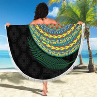 Tafea Tribal Tattoo with Namele Leaves Beach Blanket