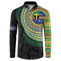 Tafea Tribal Tattoo with Namele Leaves Button Sweatshirt LT03 Black - Polynesian Pride