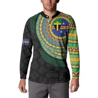 Tafea Tribal Tattoo with Namele Leaves Button Sweatshirt LT03 - Polynesian Pride