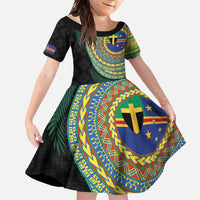Tafea Tribal Tattoo with Namele Leaves Family Matching Mermaid Dress and Hawaiian Shirt