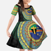 Tafea Tribal Tattoo with Namele Leaves Family Matching Off Shoulder Maxi Dress and Hawaiian Shirt