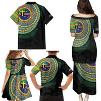 Tafea Tribal Tattoo with Namele Leaves Family Matching Puletasi and Hawaiian Shirt