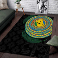 Malampa Tribal Tattoo with Namele Leaves Area Rug