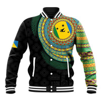 Malampa Tribal Tattoo with Namele Leaves Baseball Jacket LT03 Unisex Black - Polynesian Pride