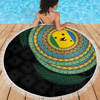 Malampa Tribal Tattoo with Namele Leaves Beach Blanket