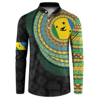 Malampa Tribal Tattoo with Namele Leaves Button Sweatshirt LT03 Black - Polynesian Pride