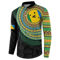 Malampa Tribal Tattoo with Namele Leaves Button Sweatshirt LT03 - Polynesian Pride