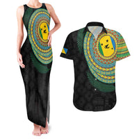 Malampa Tribal Tattoo with Namele Leaves Couples Matching Tank Maxi Dress and Hawaiian Shirt