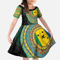 Malampa Tribal Tattoo with Namele Leaves Family Matching Off Shoulder Maxi Dress and Hawaiian Shirt