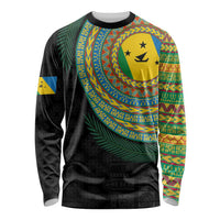 Malampa Tribal Tattoo with Namele Leaves Long Sleeve Shirt LT03 Unisex Black - Polynesian Pride
