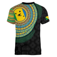 Malampa Tribal Tattoo with Namele Leaves Women V-Neck T-Shirt LT03 - Polynesian Pride