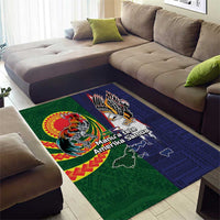Manuʻa Islands and American Samoa Together Area Rug Rooster and Eagle Mascot National Map and Flag Style