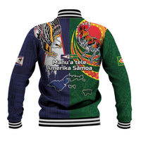 Manuʻa Islands and American Samoa Together Baseball Jacket Rooster and Eagle Mascot National Map and Flag Style