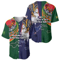 Manuʻa Islands and American Samoa Together Baseball Jersey Rooster and Eagle Mascot National Map and Flag Style