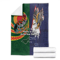 Manuʻa Islands and American Samoa Together Blanket Rooster and Eagle Mascot National Map and Flag Style