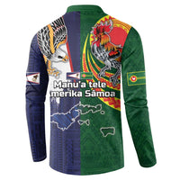 Manuʻa Islands and American Samoa Together Button Sweatshirt Rooster and Eagle Mascot National Map and Flag Style