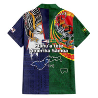 Manuʻa Islands and American Samoa Together Family Matching Summer Maxi Dress and Hawaiian Shirt Rooster and Eagle Mascot National Map and Flag Style