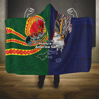 Manuʻa Islands and American Samoa Together Hooded Blanket Rooster and Eagle Mascot National Map and Flag Style