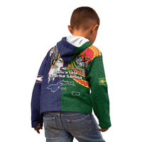 Manuʻa Islands and American Samoa Together Kid Hoodie Rooster and Eagle Mascot National Map and Flag Style