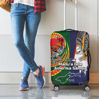 Manuʻa Islands and American Samoa Together Luggage Cover Rooster and Eagle Mascot National Map and Flag Style