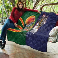 Manuʻa Islands and American Samoa Together Quilt Rooster and Eagle Mascot National Map and Flag Style