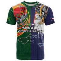 Manuʻa Islands and American Samoa Together T Shirt Rooster and Eagle Mascot National Map and Flag Style