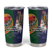 Manuʻa Islands and American Samoa Together Tumbler Cup Rooster and Eagle Mascot National Map and Flag Style