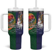 Manuʻa Islands and American Samoa Together Tumbler With Handle Rooster and Eagle Mascot National Map and Flag Style