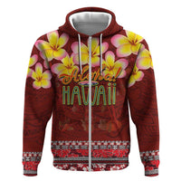 Aloha Plumeria Flowers Hoodie With Hawaiian Style Tapa Tribal