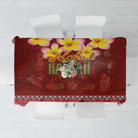 Aloha Plumeria Flowers Tablecloth With Hawaiian Style Tapa Tribal LT03 Red - Polynesian Pride