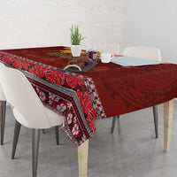 Aloha Plumeria Flowers Tablecloth With Hawaiian Style Tapa Tribal LT03 - Polynesian Pride