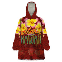Aloha Plumeria Flowers Wearable Blanket Hoodie With Hawaiian Style Tapa Tribal