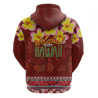 Aloha Plumeria Flowers Zip Hoodie With Hawaiian Style Tapa Tribal
