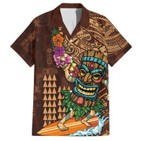 Hawaiian Tiki Mask Surfing Kakau Pattern Family Matching Tank Maxi Dress and Hawaiian Shirt