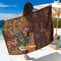 Hawaiian Tiki Mask Surfing Kakau Pattern Sarong