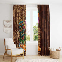 Hawaiian Tiki Mask Surfing Kakau Pattern Window Curtain