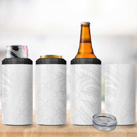 Niue White Sunday 4 in 1 Can Cooler Tumbler Hiapo Tribal Art Tattoos - Polynesian Pride