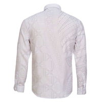 Niue White Sunday Family Matching Off The Shoulder Long Sleeve Dress and Hawaiian Shirt Hiapo Tribal Art Tattoos - Polynesian Pride