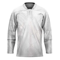 Niue White Sunday Hockey Jersey Hiapo Tribal Art Tattoos LT03 Unisex White - Polynesian Pride