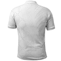 Niue White Sunday Polo Shirt Hiapo Tribal Art Tattoos - Polynesian Pride