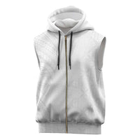 Niue White Sunday Sleeveless Zip Hoodie Hiapo Tribal Art Tattoos LT03 White - Polynesian Pride