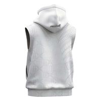 Niue White Sunday Sleeveless Zip Hoodie Hiapo Tribal Art Tattoos LT03 - Polynesian Pride