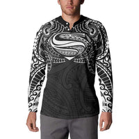 Super Samoan Traditional Tribal Art Tattoos Button Sweatshirt Black Color - Polynesian Pride
