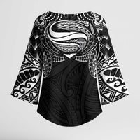 Super Samoan Traditional Tribal Art Tattoos Kimono Sleeve Blouse Black Color - Polynesian Pride