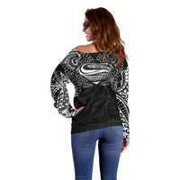 Super Samoan Traditional Tribal Art Tattoos Off Shoulder Sweater Black Color - Polynesian Pride