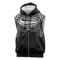 Super Samoan Traditional Tribal Art Tattoos Sleeveless Zip Hoodie Black Color - Polynesian Pride