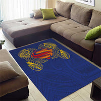 Super Samoan Traditional Tribal Art Tattoos Area Rug Blue Color - Polynesian Pride
